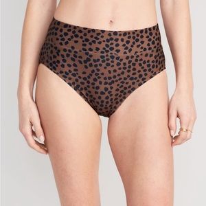 High-Waisted Printed Banded Bikini Swim Bottoms